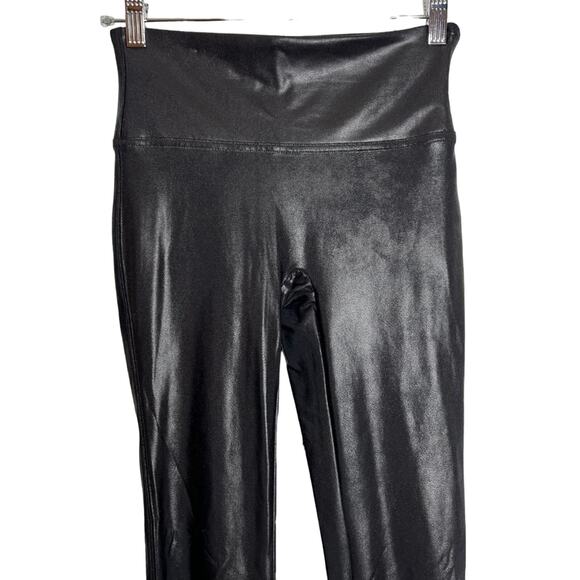Spanx Faux Leather Leggings SIZE S Black Shaping Contoured Power Waistband - Picture 7 of 12